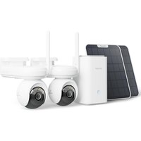 Reolink 4K Solar Camera + Home Hub Kitâ2x Security Camera Outdoor Wireless with Solar Panel & 1x All-in-One Home Hub, 4K UHD, AI Detection, Auto Tra
