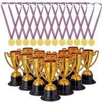 THE TWIDDLERS - 24 Piece Plastic Trophy & Medals Awards Winner Set - Perfect for Competitions, Football, Dance, Recognition & Achievement