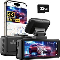 REDTIGER F8 4K Dash Cam Front, 5G Wi-Fi App Control, Touch Screen Car Dash Cam, Included 32GB Card, 2160P UHD Car Camera, Night Vision, Built-in GPS,