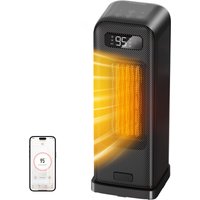 FLANUR Electric Heaters for Home, Smart Portable 1500W Energy Space Room Heater, Tower Fan Heater with WiFi & Voice Control, 12H Timer, Overheat & Tip