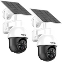 aosu 3K Security Camera Outdoor Wireless, 360° Panoramic PTZ, 5MP WiFi Cameras Battery for Home Surveillance with Portable Solar Panel, Auto Tracking