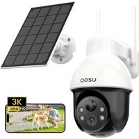 aosu 3K Security Camera Outdoor Wireless, 360° Panoramic View, 5MP WiFi Cameras Battery for Home Surveillance with Portable Solar Panel, Auto Trackin