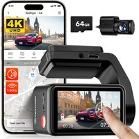 REDTIGER A4-4K+1080P Dash Cam Front and Rear Built-in 5.8GHz WiFi and GPS, Dash Camera for Cars with 64GB Card, Touch Screen Dashcam, Voice Control, 2
