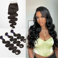Upgraded Brazilian Hair / 3 Bundles with 5x5 HD Lace Closure Virgin Body Wave Hair