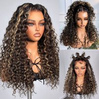 AiryFitâ„?Scalp Care Wigs - Blonde Highlight Water Wave Snugfit Glueless 5x5 Closure Lace Long Curly Wig Pre-Cut Lace