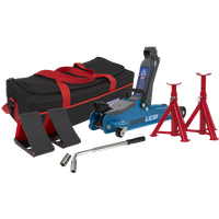 SEALEY Trolley Jack 2 Tonne Low Entry Short Chassis & Accessories Bag Combo - Blue | 1020LEBBAGCOMBO | GSF Car Parts