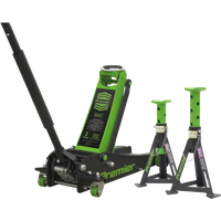 SEALEY Trolley Jack 3 Tonne & Axle Stands (Pair) 3 Tonne Per Stand Combo | 3040AGCOMBO1 | GSF Car Parts