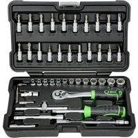 JBM 46Pc 1/4" Ratchet Set With Hexagonal Sockets - Zinc Finish | 54109 | GSF Car Parts