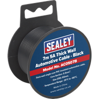 SEALEY Automotive Cable Thick Wall 5A 7M Black | AC0507B | GSF Car Parts
