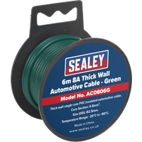 SEALEY Automotive Cable Thick Wall 8A 6M Green | AC0806G | GSF Car Parts