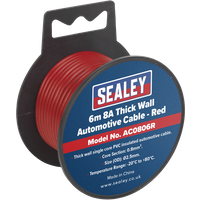 SEALEY Automotive Cable Thick Wall 8A 6M Red | AC0806R | GSF Car Parts