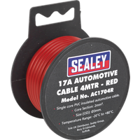 SEALEY Automotive Cable Thick Wall 17A 4M Red | AC1704R | GSF Car Parts
