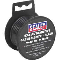 SEALEY Automotive Cable Thick Wall 27A 2.5M Black | AC2725B | GSF Car Parts