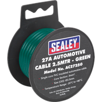 SEALEY Automotive Cable Thick Wall 27A 2.5M Green | AC2725G | GSF Car Parts