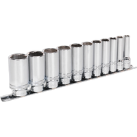 SEALEY Socket Set 11Pc 3/8"sq Drive Deep Lock-On™ 6Pt Imperial | AK2743 | GSF Car Parts