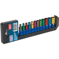 SEALEY Multi-Coloured Socket Set 12Pc 1/4"sq Drive 6Pt Walldrive® Metric | AK282 | GSF Car Parts