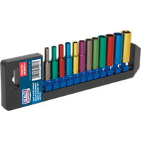 SEALEY Multi-Coloured Socket Set 12Pc 1/4"sq Drive Deep Walldrive® Metric | AK282D | GSF Car Parts