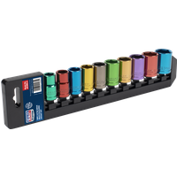 SEALEY Multi-Coloured Socket Set 10Pc 1/2"sq Drive Walldrive® Metric | AK288 | GSF Car Parts
