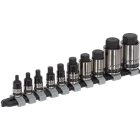 SEALEY Hex Socket Bit Set 10Pc Stubby 1/4", 3/8" & 1/2"sq Drive Black Series | AK6229B | GSF Car Parts