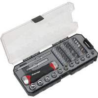 SEALEY Fine Tooth Ratchet Screwdriver Socket & Bit Set 38Pc | AK64905 | GSF Car Parts