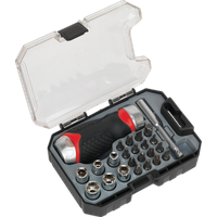 SEALEY Fine Tooth Ratchet Screwdriver Socket & Bit Set 24Pc Stubby | AK64906 | GSF Car Parts
