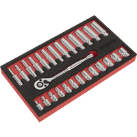 SEALEY Ratchet Wrench & Socket Set 27Pc 1/4"sq Drive | AK66721 | GSF Car Parts