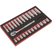 SEALEY Ratchet Wrench & Socket Set 25Pc 3/8"sq Drive | AK66722 | GSF Car Parts