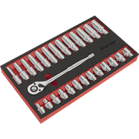 SEALEY Ratchet Wrench & Socket Set 27Pc 1/2"sq Drive | AK66723 | GSF Car Parts