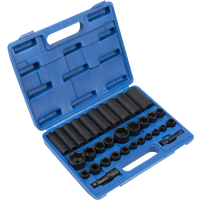 SEALEY Impact Socket Set 32Pc Standard/deep 3/8" & 1/2"sq Drive Metric/imperial | AK681 | GSF Car Parts