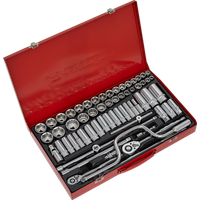 SEALEY Socket Set 64Pc 3/8" & 1/2"sq Drive 6Pt Walldrive® - Metric/imperial | AK694 | GSF Car Parts