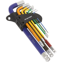 SEALEY Ball-End Hex Key Set 9Pc Colour-Coded Long Metric | AK7190 | GSF Car Parts