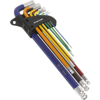 SEALEY Ball-End Hex Key Set 9Pc Colour-Coded Extra-Long Metric | AK7191 | GSF Car Parts