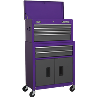 SEALEY Topchest & Rollcab Combination 6 Drawer With Ball-Bearing Slides - Purple/grey | AP2200BBCP | GSF Car Parts