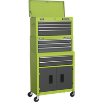 SEALEY Topchest, Mid-Box Tool Chest & Rollcab 9 Drawer Stack - Green | AP2200BBHVSTACK | GSF Car Parts