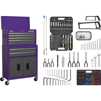 SEALEY Topchest & Rollcab Combination 6 Drawer With Ball-Bearing Slides - Purple/grey & 170Pc Tool Kit | AP2200COMBOCP | GSF Car Parts