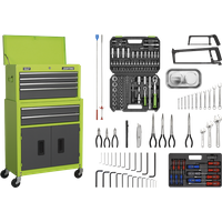 SEALEY 6 Drawer Topchest & Rollcab Combination With Ball-Bearing Slides - Green/grey & 170Pc Tool Kit | AP2200COMBOHV | GSF Car Parts