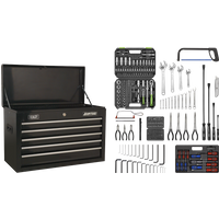 SEALEY Topchest 5 Drawer With Ball-Bearing Slides - Black & 272Pc Tool Kit | AP225BCOMBO | GSF Car Parts
