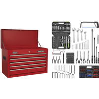 SEALEY Topchest 5 Drawer With Ball-Bearing Slides - Red & 272Pc Tool Kit | AP225COMBO | GSF Car Parts