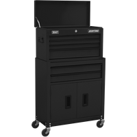 SEALEY Topchest & Rollcab Combination 6 Drawer With Ball-Bearing Slides - Black | AP22BK | GSF Car Parts