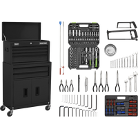 SEALEY Topchest & Rollcab Combination 6 Drawer With Ball-Bearing Slides - Black & 170Pc Tool Kit | AP22BKCOMBO | GSF Car Parts