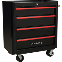 SEALEY Rollcab 4 Drawer Retro Style- Black With Red Anodised Drawer Pulls | AP28204BR | GSF Car Parts