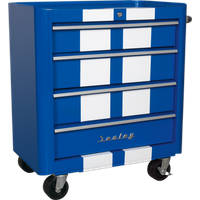 SEALEY Rollcab 4 Drawer Retro Style - Blue With White Stripes | AP28204BWS | GSF Car Parts