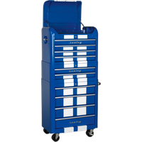 SEALEY Retro Style Topchest, Mid-Box Tool Chest & Rollcab Combination 10 Drawer Blue/white Stripes | AP28COMBO2BWS | GSF Car Parts