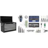 SEALEY Topchest 5 Drawer With Ball-Bearing Slides - Black & 140Pc Tool Kit | AP33059BCOMBO | GSF Car Parts