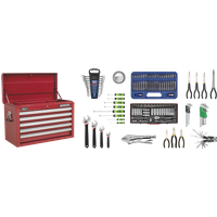 SEALEY Topchest 5 Drawer With Ball-Bearing Slides - Red & 140Pc Tool Kit | AP33059COMBO | GSF Car Parts