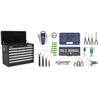 SEALEY Topchest 10 Drawer With Ball-Bearing Slides - Black & 140Pc Tool Kit | AP33109BCOMBO | GSF Car Parts