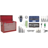 SEALEY Topchest 10 Drawer With Ball-Bearing Slides - Red & 140Pc Tool Kit | AP33109COMBO | GSF Car Parts