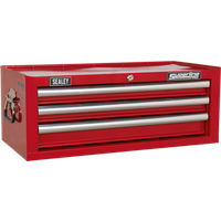 SEALEY Mid-Box Tool Chest 3 Drawer With Ball-Bearing Slides - Red | AP33339 | GSF Car Parts