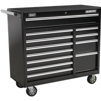 SEALEY Rollcab 12 Drawer With Ball-Bearing Slides Heavy-Duty - Black | AP41120B | GSF Car Parts
