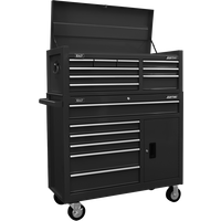 SEALEY Topchest & Rollcab Combination 15 Drawer With Ball-Bearing Slides - Black | AP41STACKB | GSF Car Parts